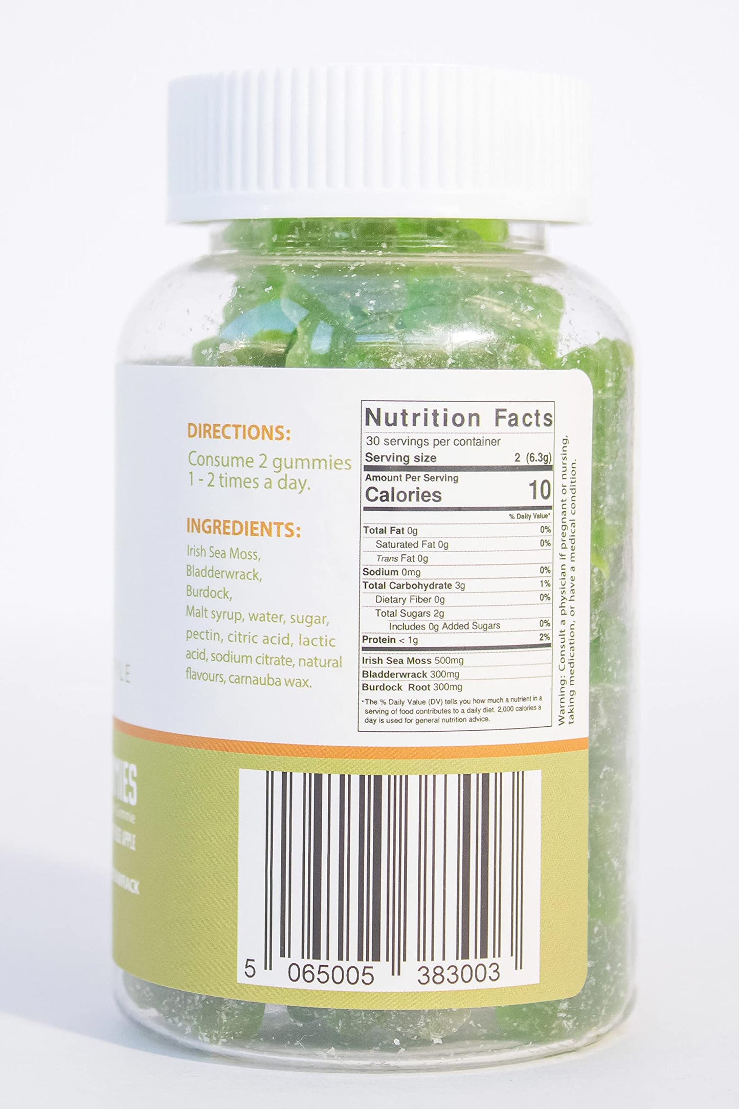 Suave Moss Lifestyle | Sea Moss Gummies with Bladderwrack and Burdock Root | 60 Gummies | Apple Flavour | All Natural, Vegan, Gluten Free, Non GMO, Dr Sebi.
