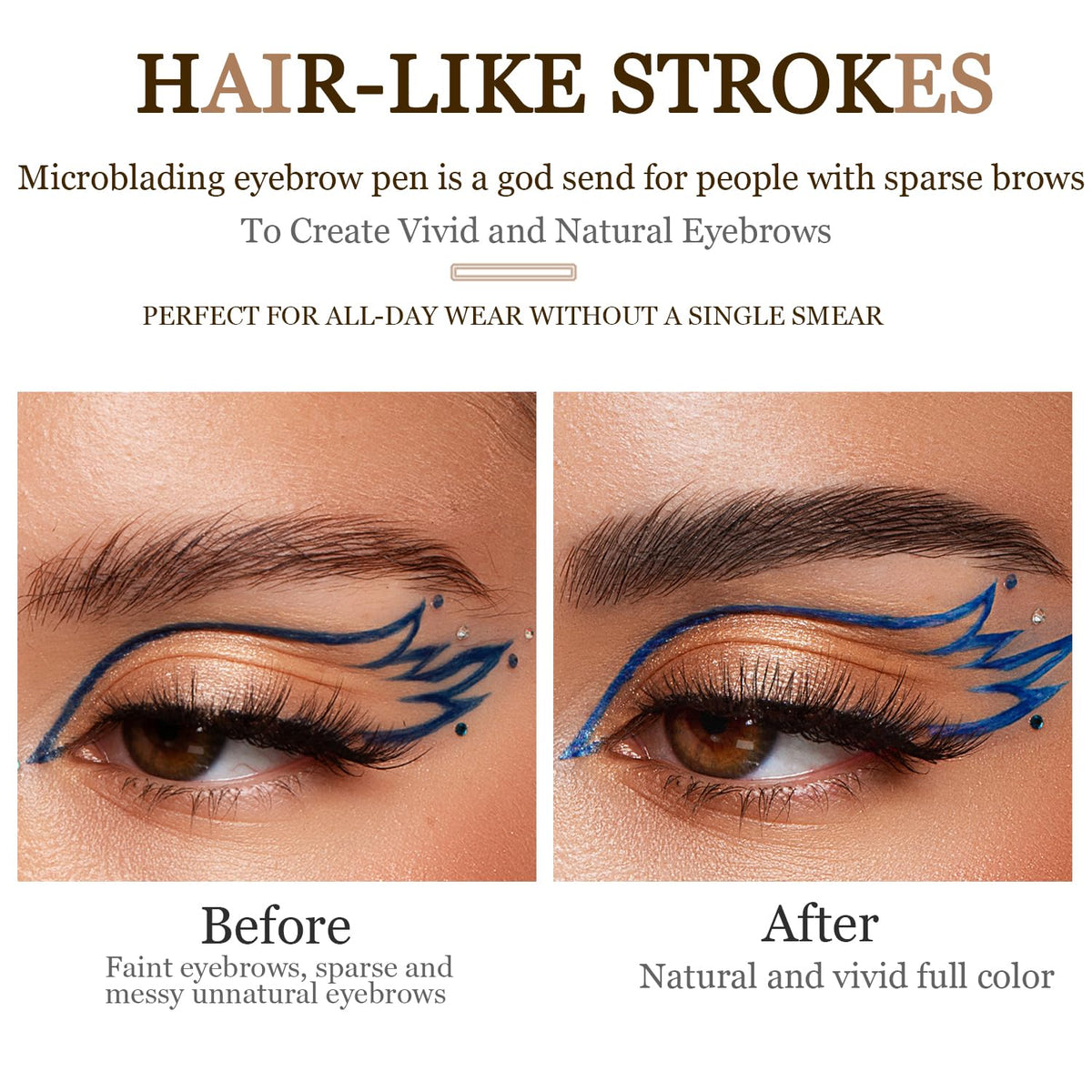 Ruicen Microblading Eyebrow Pen-2026 New Eyebrow Pencil with 4 Fork Tip for Natural-Looking Hair-Like Defined Brows, Long-Lasting for 24 HR Wear, Waterproof Eyebrow Pen Light Brown
