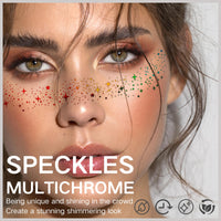 HERBENJOY 12pcs Holographic Glitter Freckles Face Tattoo,Multichrome Face Glitter Speckles Patches for Star Face,Waterproof Glow Up Metallic Sparkly Temporary Cosmetic Stickers,Festival Accessories FaceGlitter