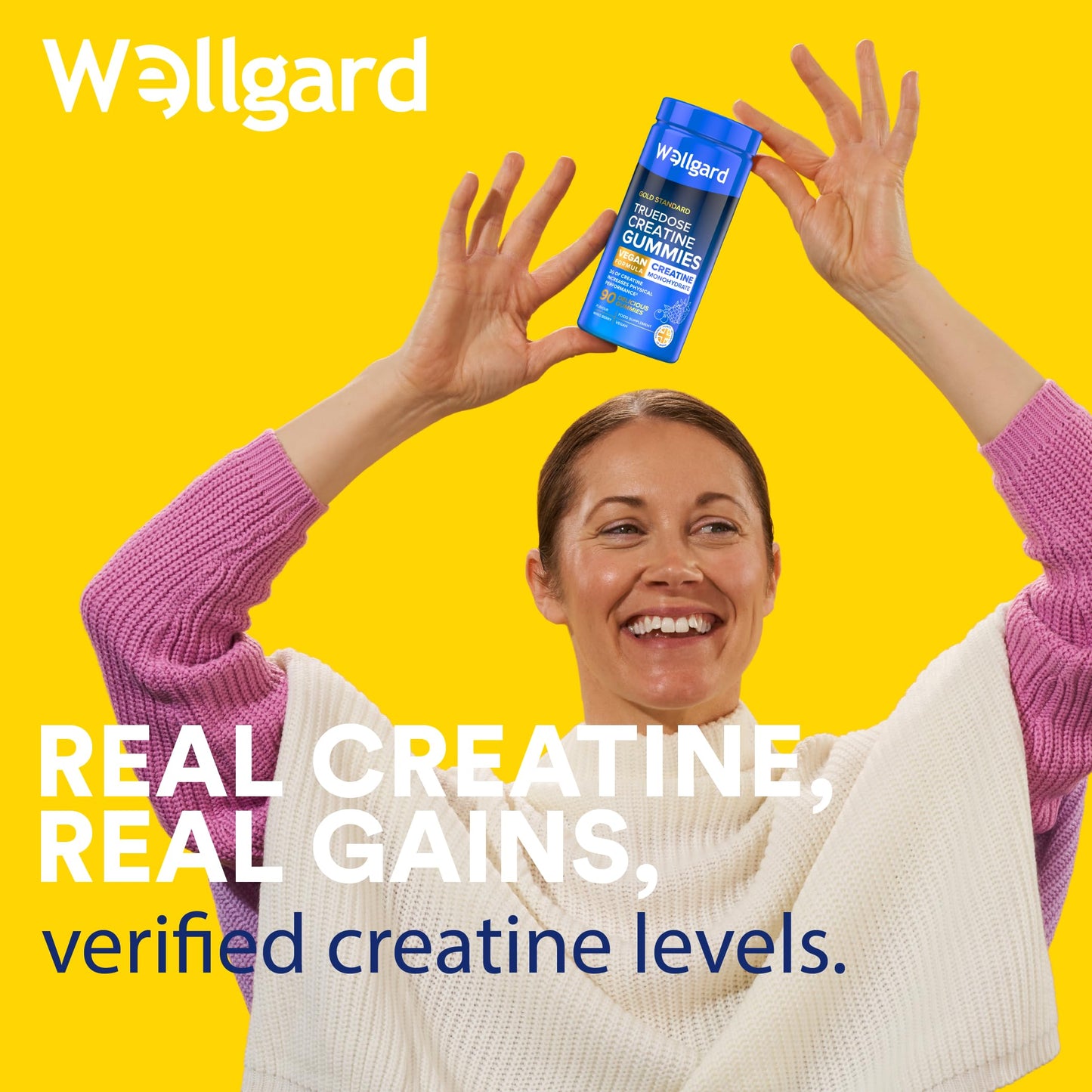 Wellgard Creatine Gummies - Truedose 3000mg Creatine Monohydrate Gummy, Batch Tested & Lab Verified, 90 Gummies 30 Day Supply, Vegan