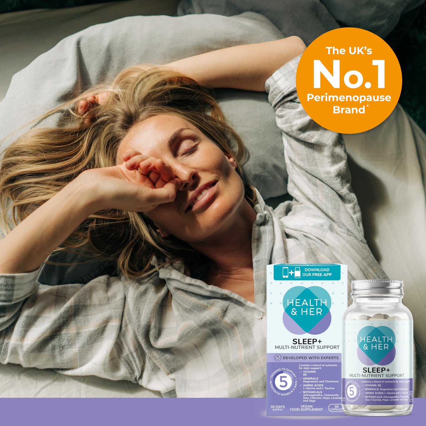 Health and Her Health & Her Sleep+ Supplements for Women - Women's Multivitamin with Lavender, Chamomile & Magnesium - Vegan, Gluten-Free - 2 Month Supply, 60 Capsules
