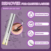 LANKIZ Cluster Lashes Kit，Lankiz Biomimetic Individual Eyelashes KIT with Lash Bond Seal and Remover Lashes Wispy C Curl Reusable Lash Extensions 100PCS DIY Waterproof(Parseltongue)