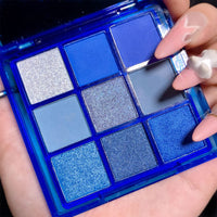 MEITREND Eyeshadow Palette, Blue Glitter Eyeshadow Waterproof Eye Shadow Pallets For Women, Klein Blue Matte Shimmer Eyeshadow Palette 9 Color Long Lasting High Pigmented Eye Make-Up Palette