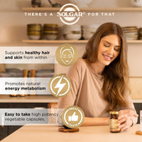 Solgar Biotin 5000 mcg Vegetable Capsules - High Strength Formula - Supports Hair Growth, Glowing Skin, Energy & Vitality - Health Supplement - Sugar Free - Suitable for Vegans - Pack of 50