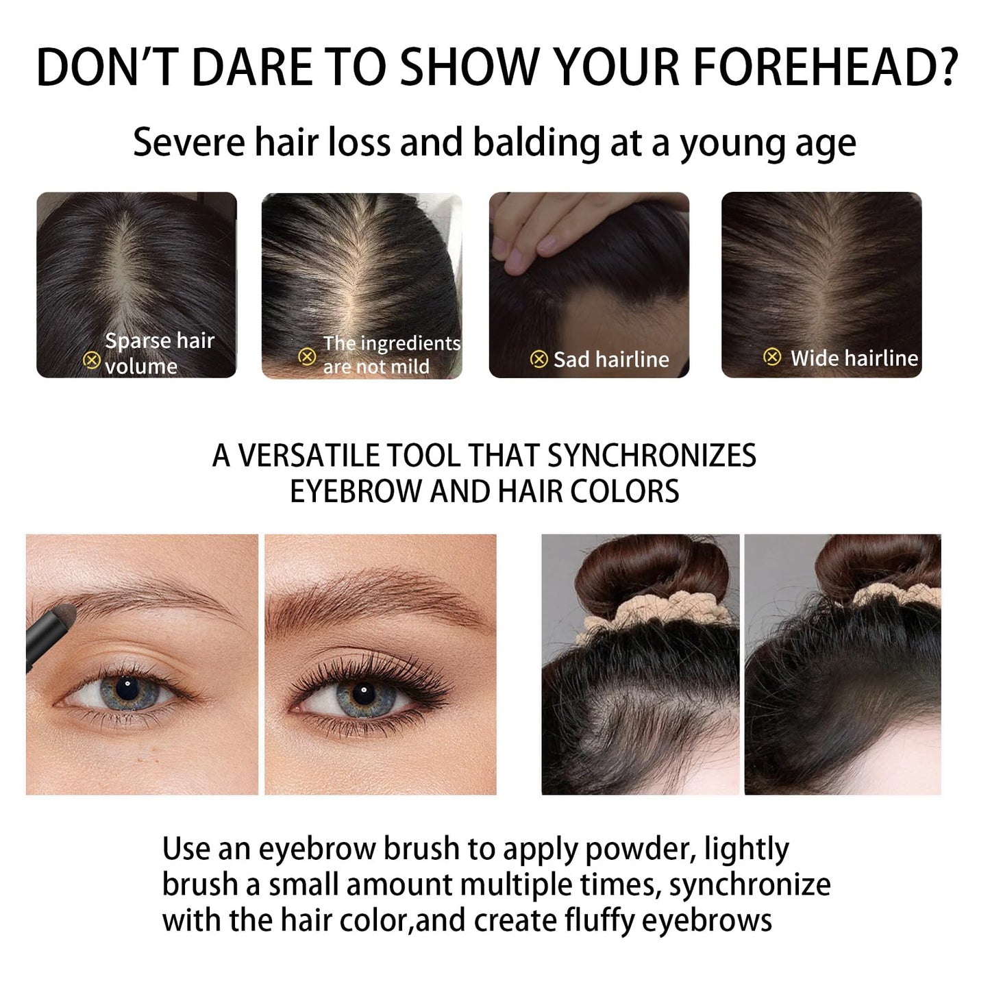 DMQ Root Touch Up Stick, Hair Root Dye, Black Hairline Powder,Quick Cover Grey Hair Root,Waterproof & Long Lasting,Hairline Powder Stick for Women Men