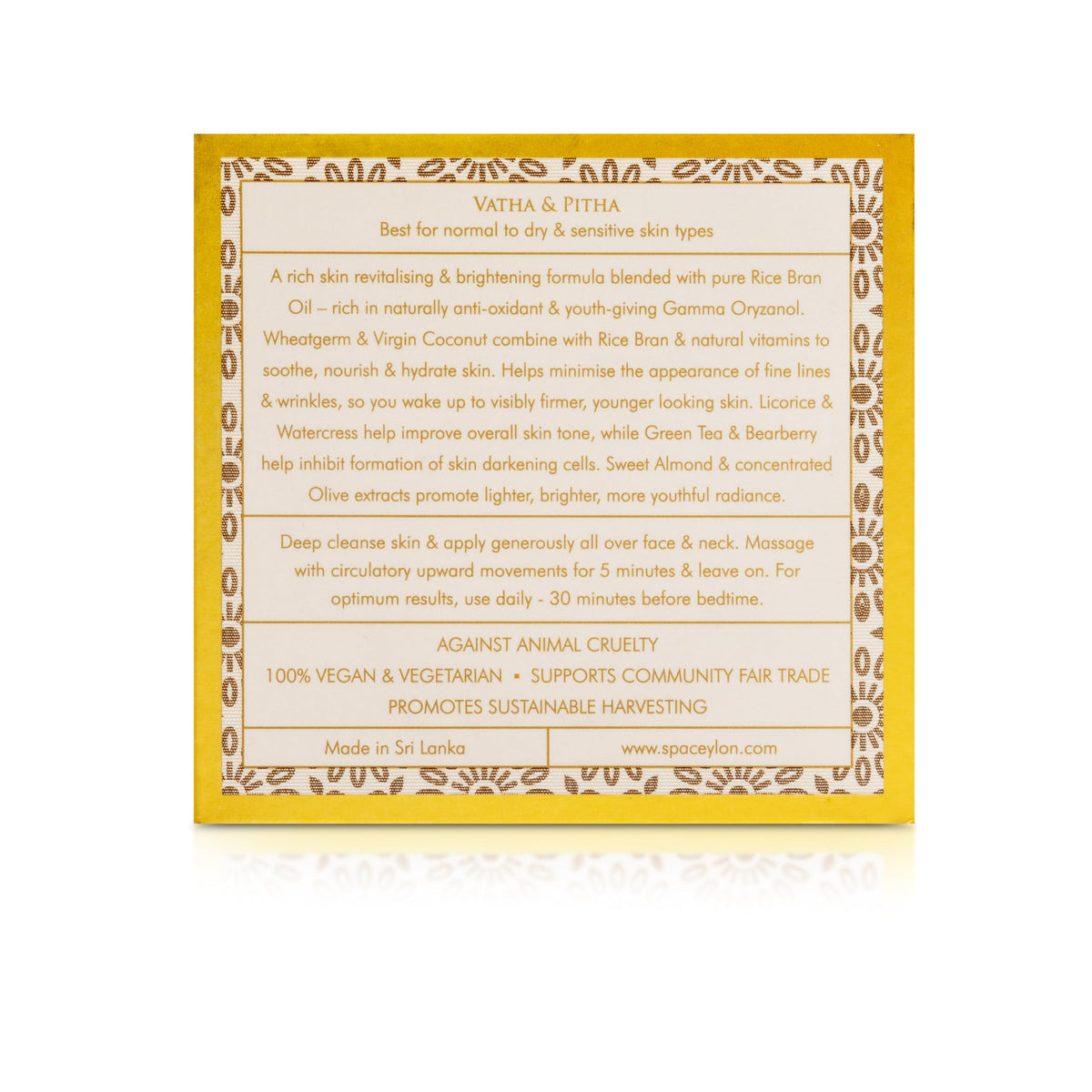 SPA CEYLON White Rice Overnight Nourishing Perfector, Nourishing Overnight Face Cream with Rice Bran Oil, Firming, Natural, Cruelty free skincare for normal to dry skin, 100g