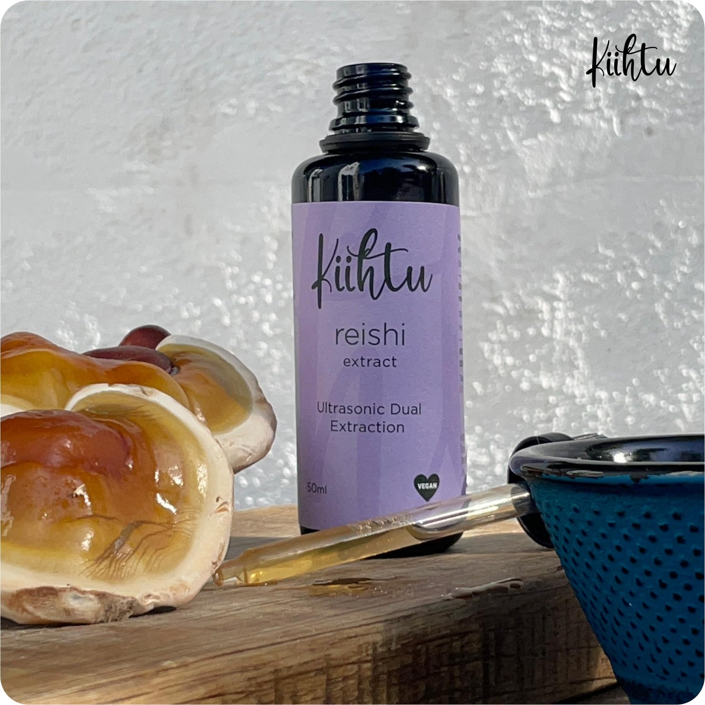 Kiihtu Reishi Liquid Extract Tincture - 50ml | High Strength 2000mg per Serving, Premium Mushroom Tincture Drops | Highest Bioavailability & Absorbency Supplement for The Mind, Sleep & Vitality | UK