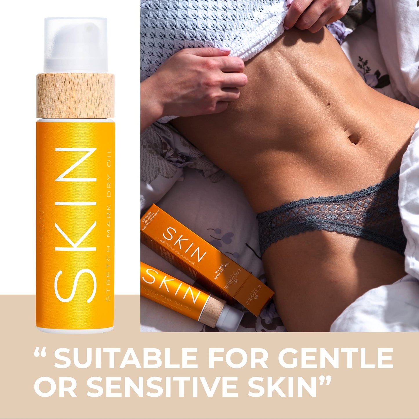 COCOSOLIS SKIN Stretch Mark Dry Oil Organic Oil for Correction & Prevention of Stretch Marks & Scars | For Pregnancy & During Rapid Change in Weight | Rebuilds Skin`s Collagen