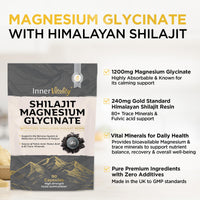 Magnesium Glycinate 1200mg & Himalayan Shilajit – High Strength 2-in-1, Stress, Sleep & Recovery Supplement- 90 Capsules Made in UK by Inner Vitality
