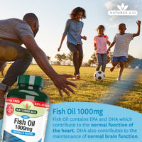 Natures Aid Fish Oil 1000mg – High Strength Omega-3 Supplement with DHA & EPA – Supports Heart, Brain Vision, Immune & Joint Health Non-GMO – High Strength Natural Fish Oil – 120 Softgel Capsules