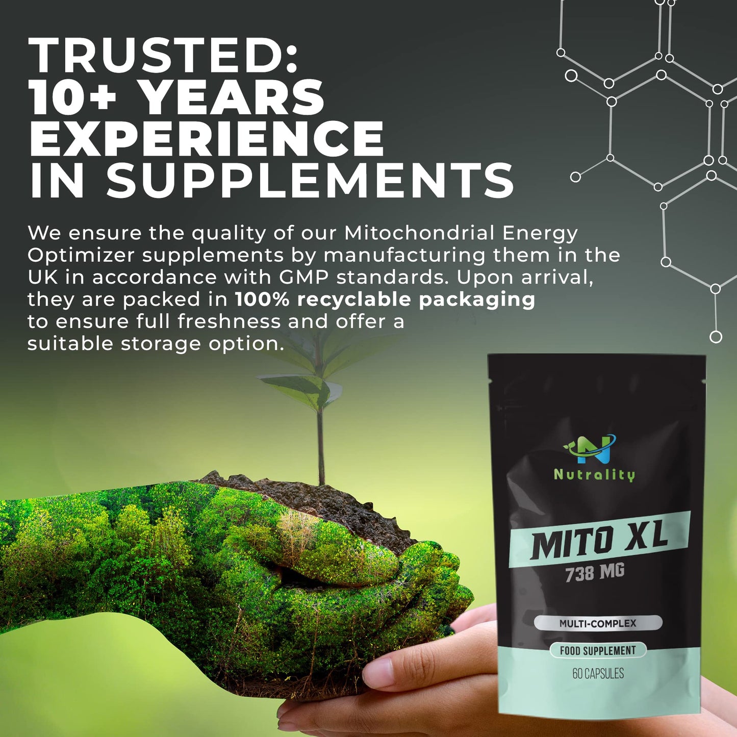 Nutrality Mito XL Supplement, 738mg | Mitochondrial Energy Optimizer, Healthy Mitochondria, Cellular Energy, Cognitive Support, Brain Health | 1 Month Supply, 60 Vegan-Friendly Capsules