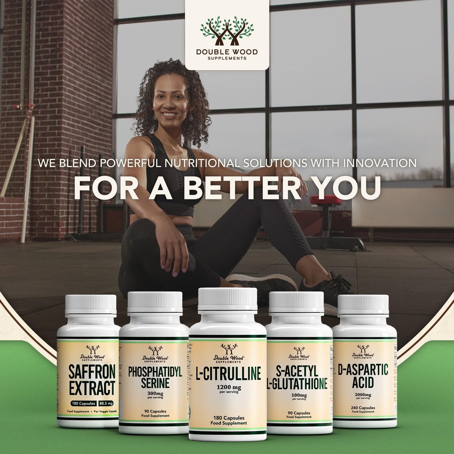 Double Wood Supplements Double Wood L Citrulline | 180 L-Citrulline Capsules - 1200mg L Citrulline per Serving | 90 Servings | Nitric Oxide Supplement | Promotes Cardiovascular and Muscle Health | Non-GMO | UK Manufactured