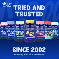 Vitawell Hair Lush Locks Gummies - Hair Growth + Skin + Nails Vitamins Chews | Complex Formula 5000µg Biotin + Zinc + Vitamin A, D3, C, B12 | 60 Berry Burst Flavour | Supplement for Men & Women