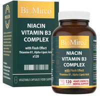 Bio Mirco Niacin Vitamin B3 Complex, with Flush Effect, 120 Premium Capsules, Cognitive Function, Potent Dose, Made in The UK