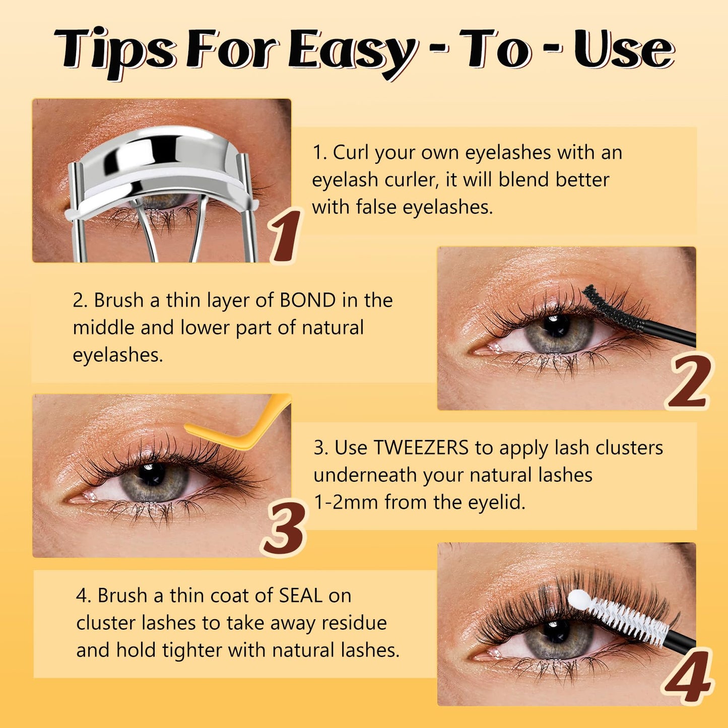 QUEWEL Individual Eyelashes 30D+40D+50D Clusters Lashes 280Pcs Lash Clusters Russian D Curl Individual Lashes(DJ-30D+40D+50D)