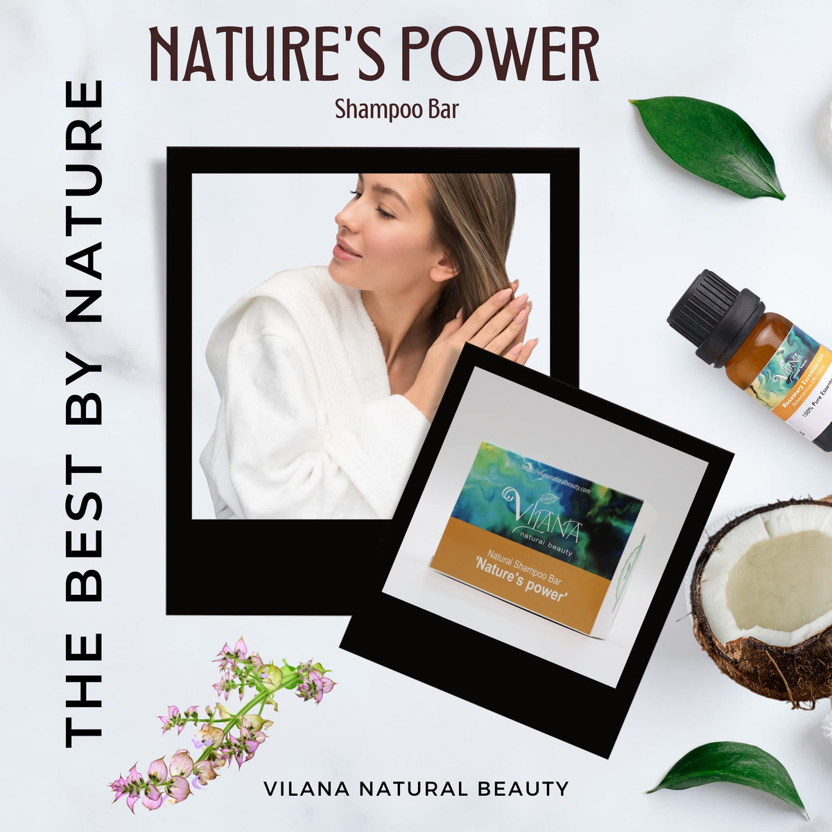 Vilana Natural Beauty Nature’s Power Natural Shampoo Bar 70g by Vilana | Vegan Shampoo Bar – Removes Dirt, Helps Fight Dandruff, Strengthens Hair Roots | Sulphate Free Hair Shampoo Bar, Suitable for Normal and Greasy Hair