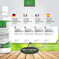 Mindful Matter MM L Theanine | 120 L-Theanine Capsules from Green Tea - High Strength 1000mg Green Tea Extract Providing 400mg L'theanine per Serving | L Theanine Supplement | Non-GMO Gluten Free | Made in UK