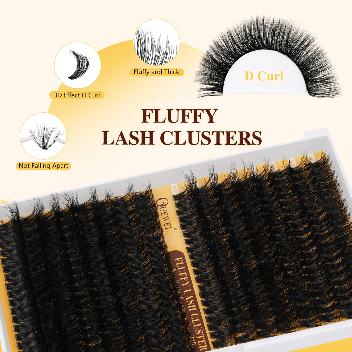 QUEWEL DIY Lash Extension Kit 320Pcs 80D+100D Fluffy Cluster-Lashes Mix 12-18mm Thick Eyelash-Clusters Bond and Seal Lash Kit and Lash Tweezers Easy DIY at Home(80D+100D Fluffy Kit)