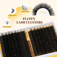 QUEWEL DIY Lash Extension Kit 320Pcs 80D+100D Fluffy Cluster-Lashes Mix 12-18mm Thick Eyelash-Clusters Bond and Seal Lash Kit and Lash Tweezers Easy DIY at Home(80D+100D Fluffy Kit)
