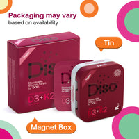 OQO Diso Vitamin D3 K2 - Tin of 30 Oral Dissolvable Strips, Vitamin D3 (10mcg) and K2 (75mcg), High Strength Bone Health Supplement with Fast Absorption Calcium, Gluten-Free (Raspberry)