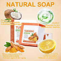 Trendyfave Turmeric Soap (2 Pcs) Natural Turmeric Soap Bar for Acne & Dark Spots, Hyperpigmentation Smoothing Skin with Turmeric Root Extract, Cleanser, Deep Moisturizing & Gentle for All Skin Types