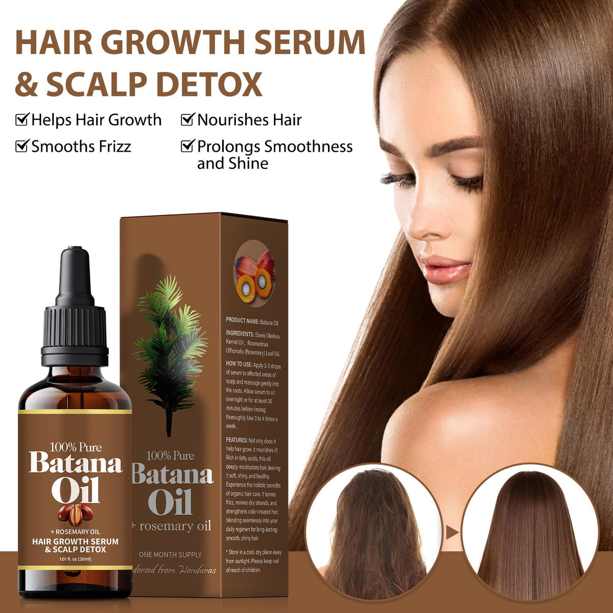 AWHXJLY Batana Oil for Hair Growth Rosemary,Nourishes the Scalp for Strong and Healthy Hair, Reduces Hair Loss,Batana Hair Oil for Women and Ma,30 ml / 1 Fl Oz