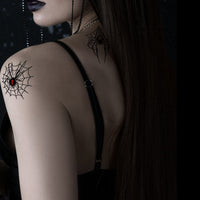 Tatodays black vampire flying bats tattoos temporary tattoos spiders ghosts scars women arm halloween realistic temp tatoo waterproof sp halloween tattoo (Spiders Webs)