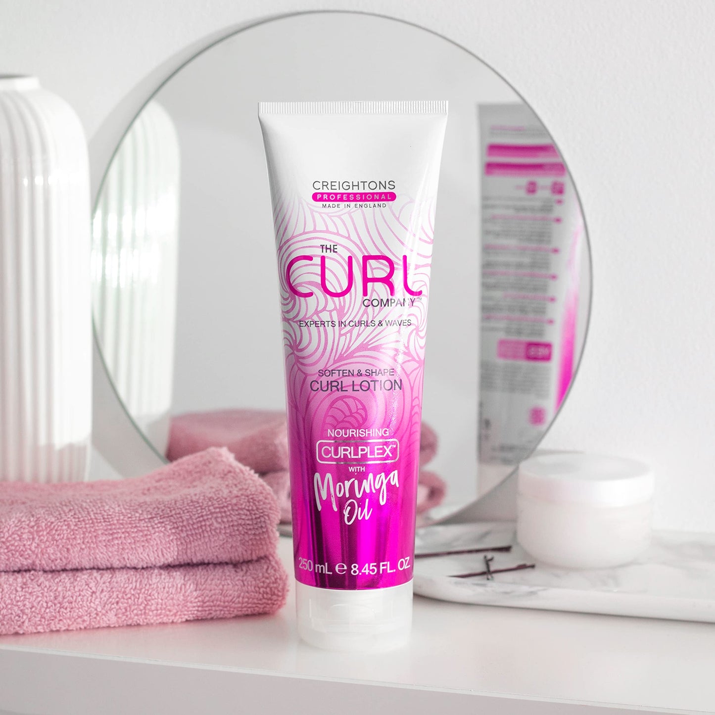 The Curl Company Soften and Shape Curl Lotion (250 ml) - De-frizzes and Leaves Hair Soft and Smooth, Ideal for Curls and Waves; Professionally Formulated with Curplex and Nourishing Moringa Oil