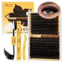 QUEWEL DIY Lash Extension Kit 320Pcs 80D+100D Fluffy Cluster-Lashes Mix 12-18mm Thick Eyelash-Clusters Bond and Seal Lash Kit and Lash Tweezers Easy DIY at Home(80D+100D Fluffy Kit)