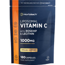 Horbäach Liposomal Vitamin C 1000mg with Rosehip | 180 Capsules | High Strength Vitamin C as Ascorbic Acid with Added Rosehip and Sunflower Lecithin | Vegan Supplement | By Horbaach