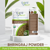 Davis Finest Organic Bhringraj Powder 100g, Healthy Scalp, Hair Growth, Pure & Natural Essential Ayurvedic Hair Mask for Hair Loss, Hair Fall, Split Ends, Damaged Thinning Hair