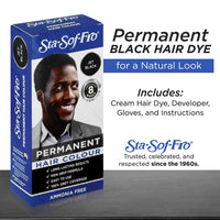 Sta-Sof-Fro Sta Sof Fro Permanent Black Hair Dye for Men - Cream Formula, Jet Black Hair Color