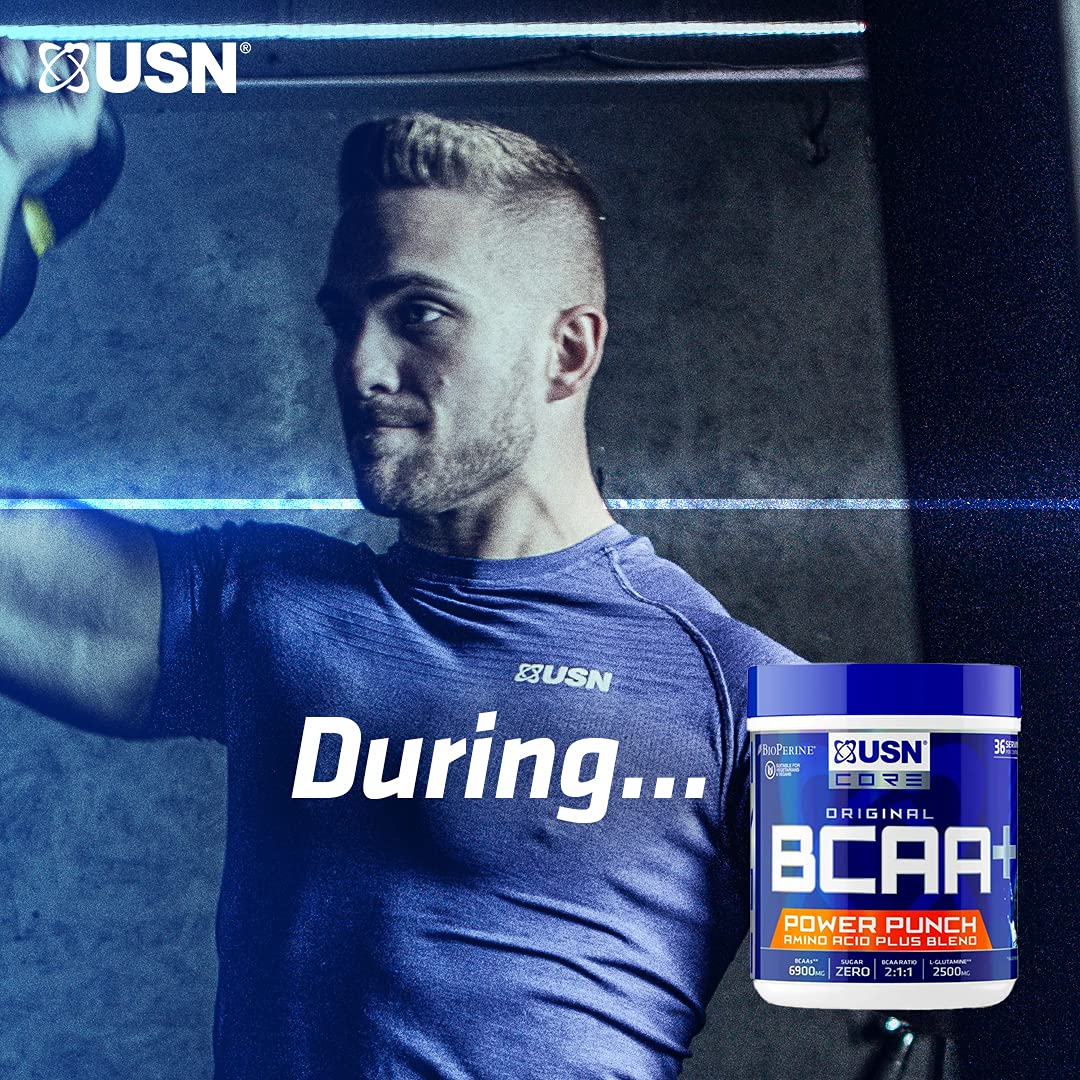 USN Bcaa Power Punch Pls Energy, Amino Acid Energy Blend With Caffeine and Taurine, Watermelon, 400 g
