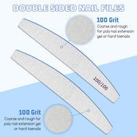 Selistamm 12 PCS Double Sided Emery Board Nail Files, 100/100 Grit for Acrylic & Natural Nails, Washable & Reusable