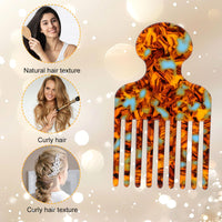lasuroa Hair Pick Comb, 4.72 Inch Curly Hair Picks Long Wide Tooth Comb for Curls Afro Smooth Sturdy Detangling Lift Combs Styling Tools for Women Men Barber Supplies (Brown)