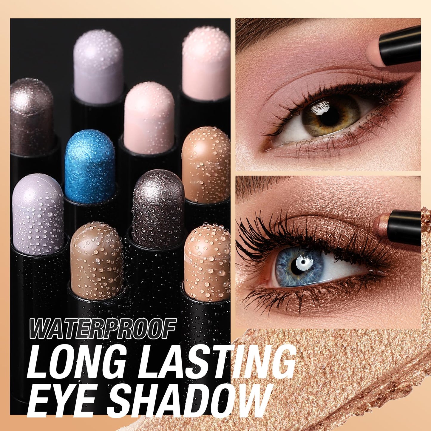 LANGMANNI 8Pcs Eyeshadow Stick Gift Set,Soft Smooth Cream With Matte Earth & Metal Colors, Waterproof & Long-Lasting, Beauty & Personal Care Eye Shadow Stick For Daily Makeup & Special Occasions (#B)