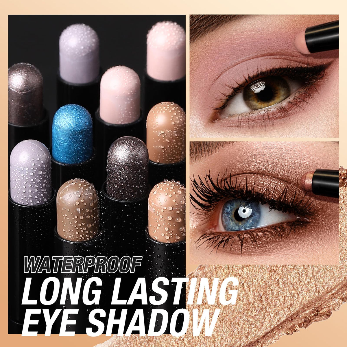LANGMANNI 8Pcs Eyeshadow Stick Gift Set,Soft Smooth Cream With Matte Earth & Metal Colors, Waterproof & Long-Lasting, Beauty & Personal Care Eye Shadow Stick For Daily Makeup & Special Occasions (#C)