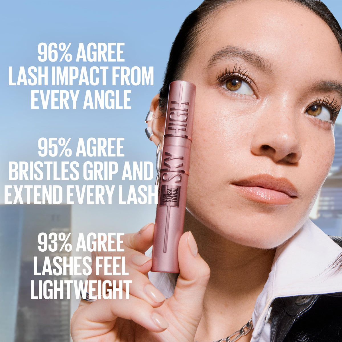 Maybelline Purple Mascara, Lash Sensational Sky High Volumizing & Thickening, Eyelash Lengthening, Flake-Free Formula, Washable Coloured Mascara, Full Volume Mascara, Colour: Plum Twilight