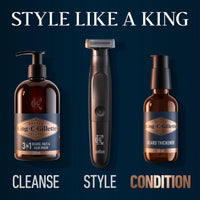 King C. Gillette Men's Beard Thickener, Fuller & Thicker Beard In 14 Days, Infused With King C. Signature Scent, With Notes Of Sandalwood, Cedar, Bergamot, Cardamon Seeds And Mandarin 50ml