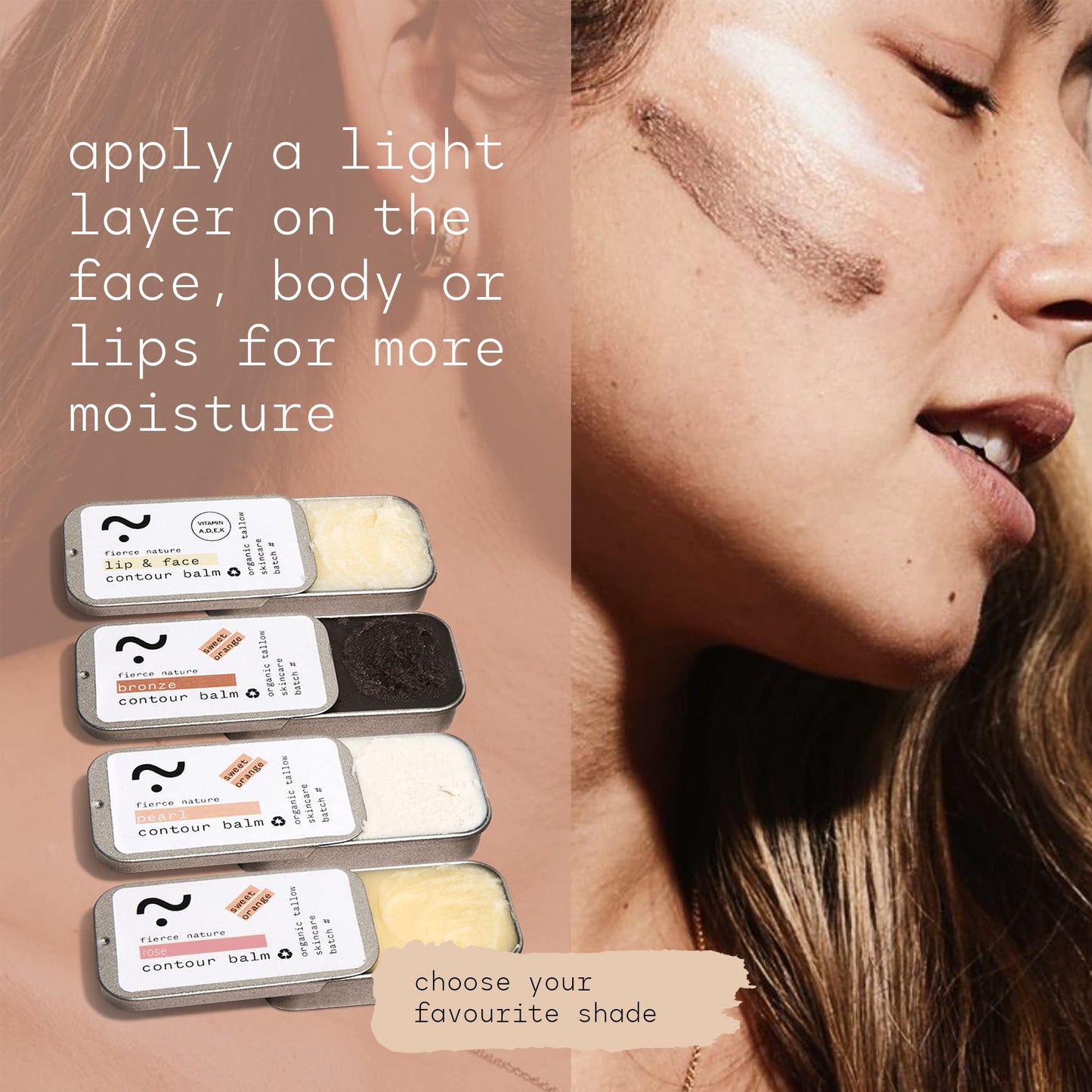 Generic Pure Tallow Mocha Contour Balm, Cream Bronzer, Moisturising Alternative to a Contour Stick and Liquid Blush, Face Care Essential, Sweet Orange Scent, 18g - Fierce Nature