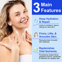 Ah8 Neck Firming Cream, Neck Firming Creams Contain Hexapeptide,With Double Roller Massage,Reduce Wrinkles Fine Lines And Double Chin,Firm And Lift Sagging Skin
