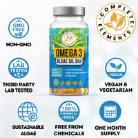 Vegan Omega 3 Algae Oil | Sustainable Algal Alternative to Fish Oil | 60 High Strength Capsules | 400mg DHA Supplement with Vitamin E | Vegetarian Essential Fatty Acids | UK Small Family Company