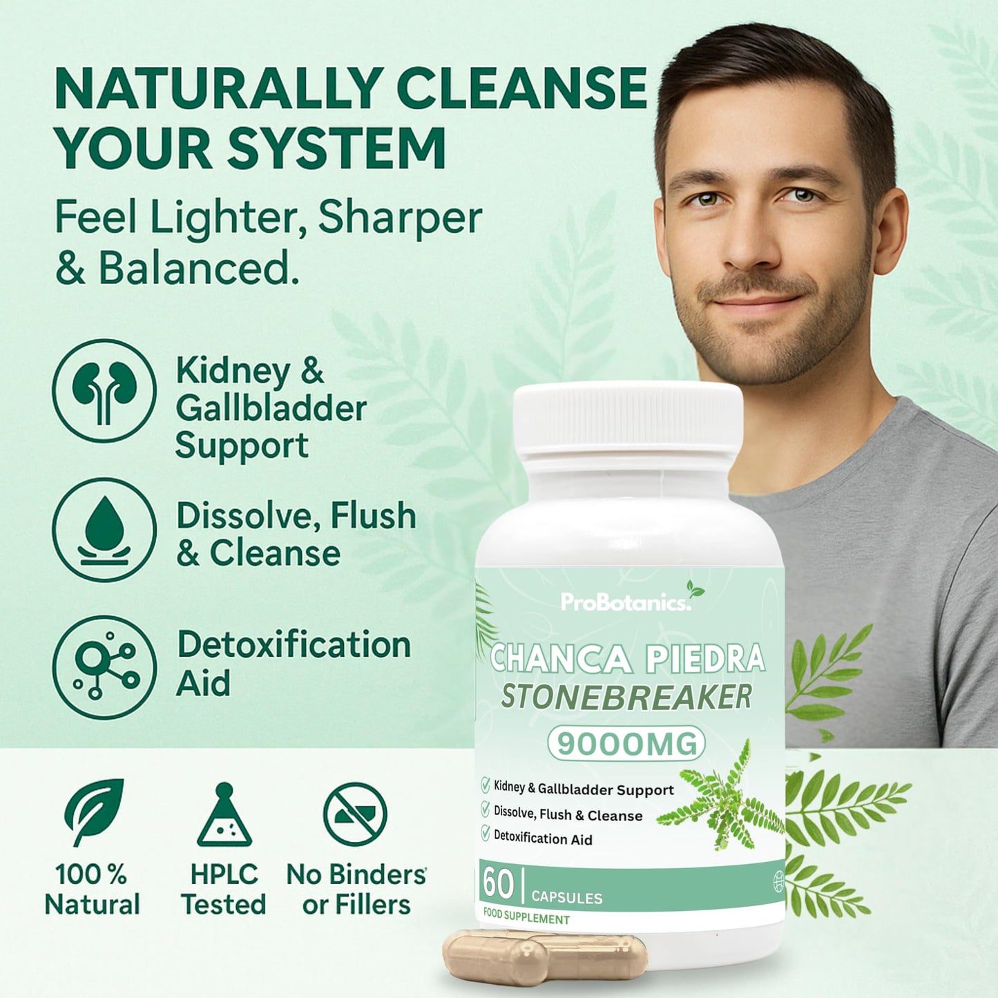 ProBotanics Chanca Piedra Stone Breaker Capsules | Kidney, Liver & Gallbladder Support – Dissolve, Flush & Cleanse | 900mg Per Serving (10:1 Extract Equiv. to 9000mg) Kidney Cleanse Supplement - 60 Capsules