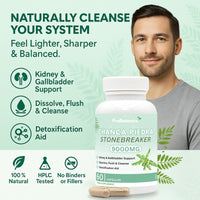 ProBotanics Chanca Piedra Stone Breaker Capsules | Kidney, Liver & Gallbladder Support – Dissolve, Flush & Cleanse | 900mg Per Serving (10:1 Extract Equiv. to 9000mg) Kidney Cleanse Supplement - 60 Capsules