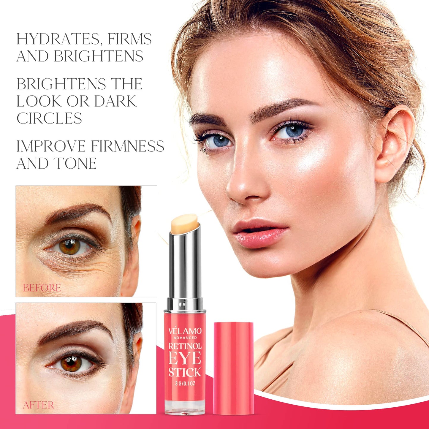 Retinol Stick, Retinol Face Cream, Under Eye Cream Anti Aging, Brightening Balm Reduces Fine Lines and Dark Circles, Visible Results in 3-4 Weeks