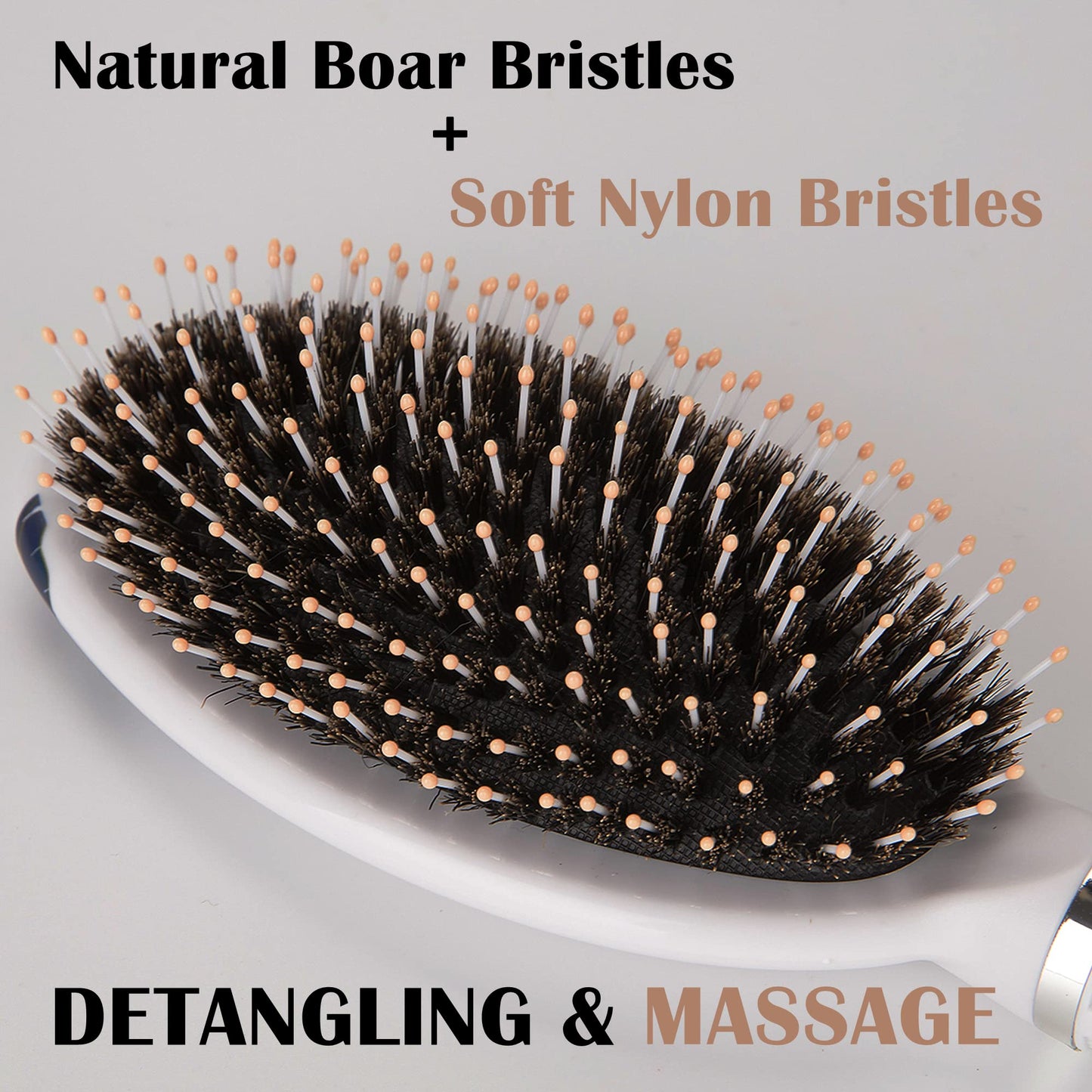 Sosoon Hair Brush, Boar Bristle Paddle Hairbrush for Long, Thick, Curly, Wavy, Dry or Damaged Hair, Reducing Hair Breakage and Frizzy, No More Tangle