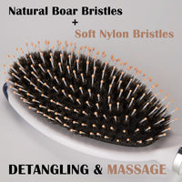 Sosoon Hair Brush, Boar Bristle Paddle Hairbrush for Long, Thick, Curly, Wavy, Dry or Damaged Hair, Reducing Hair Breakage and Frizzy, No More Tangle