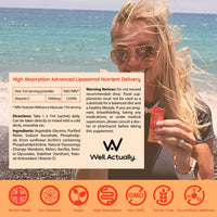 well actually WELL ACTUALLY Liposomal Vitamin C 1000mg Sachets - High Bioavailability Liquid Vitamin C Supplement - Supports Immunity, Skin, Brain, Joints, Energy - Vegan (30 Sachets)