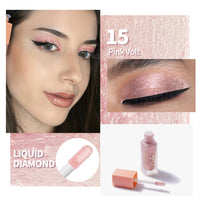Oulac Liquid Glitter Eyeshadow - Metallic Baby Pink Eyeshadow Shimmer Eyeshadow & Eyeliner, Blendable Sparkly Eye Make-up, Crease Resistant, Non-Greasy, Vegan, Cruelty-Free, 5.4g, Pink Volt (15)