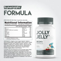 JOLLY JELLY Iron & Multivitamins Tapioca Gummies - 3200mcg - Potent Formula for Energy & Immunity, Made with Organic Tapioca, Cherry Flavour - Kosher, Halal, Non GMO - 60 Vegan Fruity Gummies.
